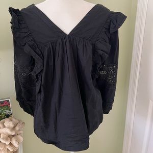 Anthropologie black cotton blouse